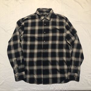 Banana Republic Flannel Untucked Fit Button Up Shirt Brown Navy Plaid Men XL